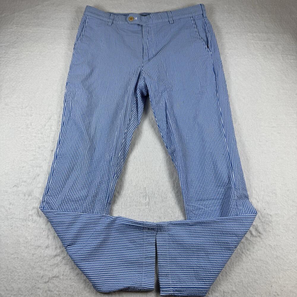 Brooks Brothers Pants Mens Size 34x32 Blue Striped Milano Fit Chino Casual